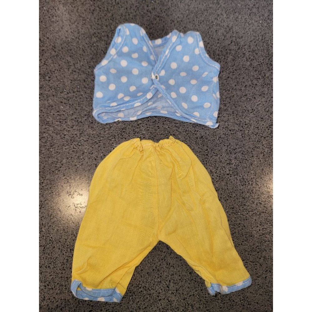 Vintage 14-16 Inch Doll Outfit Blue Polka Dot Top & Pants Set
